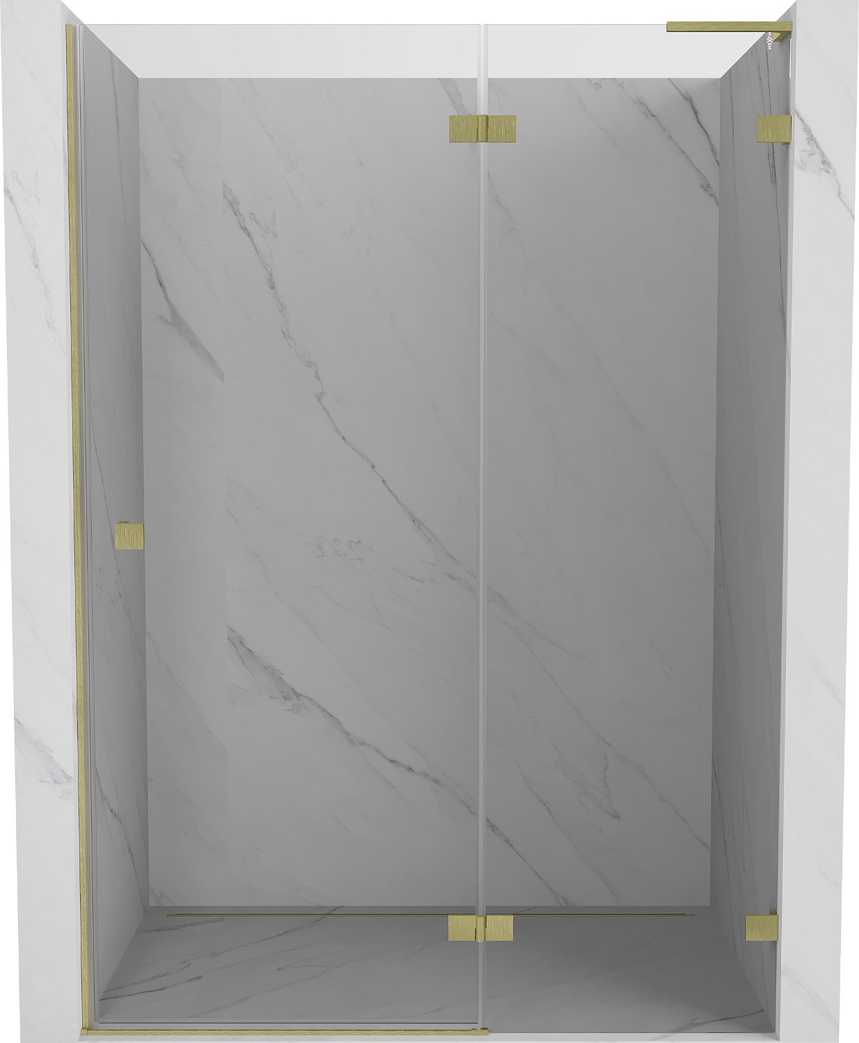 Mexen Lunar L drzwi prysznicowe uchylne prawe 135 cm, transparent, złote szczotkowane - 834L-135-000-55-00-P